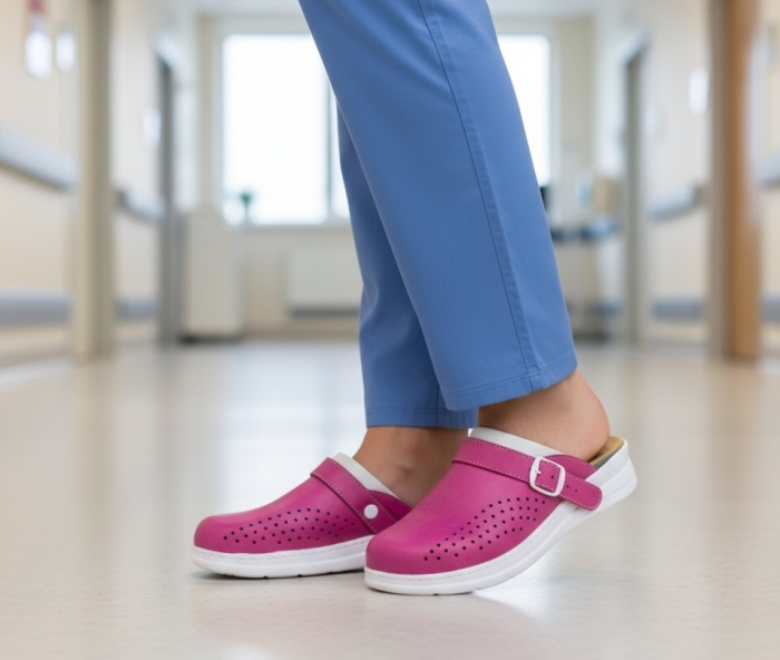 5046 -es női Dr Feet bőr papucs - pink - kivehető talpbetét [5]