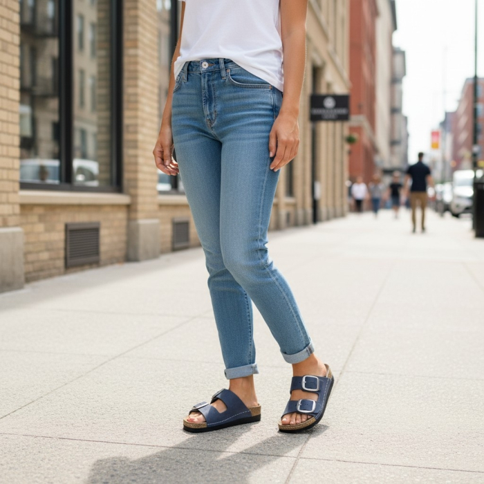 511 -es női Doss bőr papucs - kék [5]