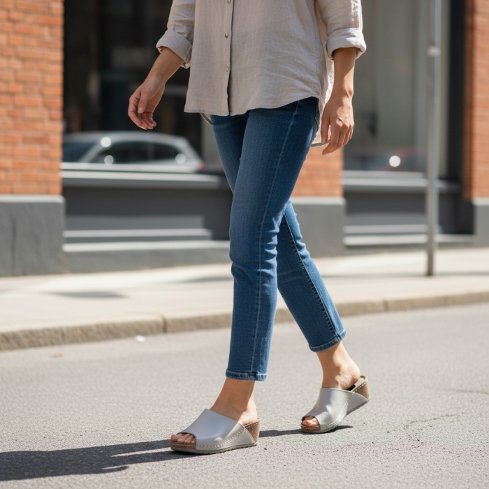 543 -as női Doss bőr papucs - beige [5]