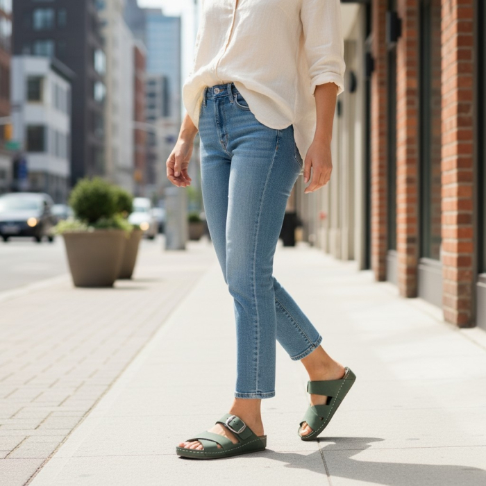 595 -ös  női Doss bőr papucs - menta zöld [5]