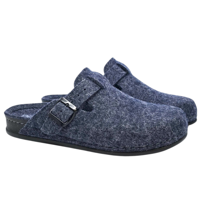 600 -as férfi Dr Feet gyapjú papucs - sötét kék [2]