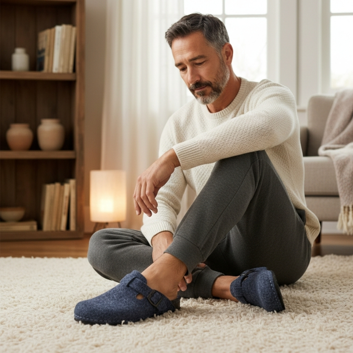 600 -as férfi Dr Feet gyapjú papucs - sötét kék [8]