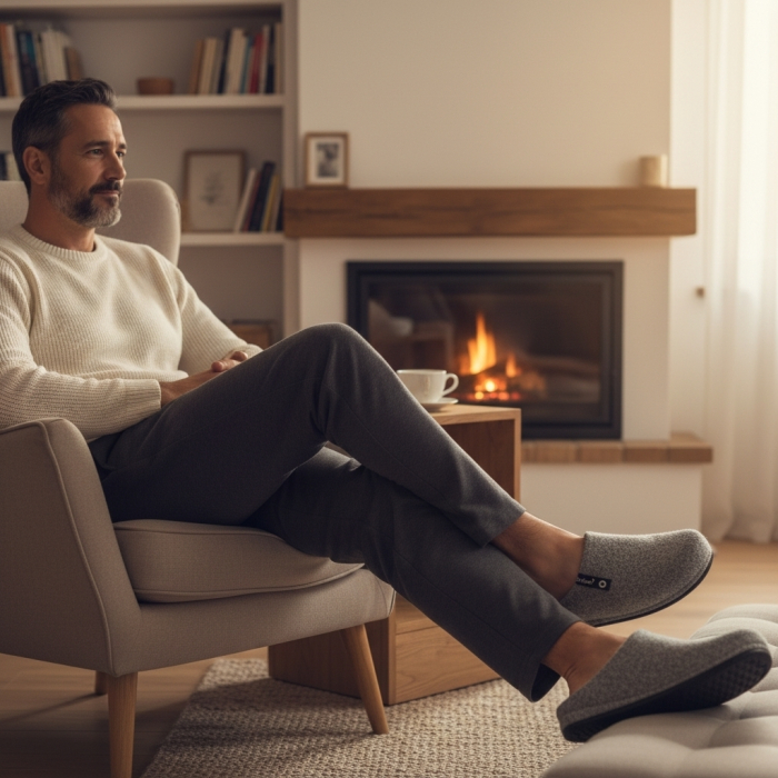 601-es férfi Dr Feet gyapjú papucs - szürke [8]