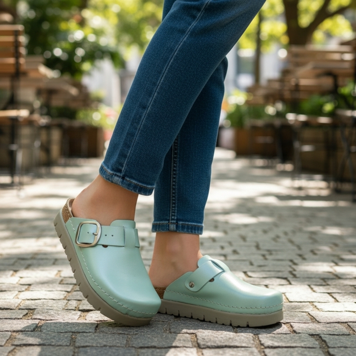 613 -qs női Doss bőr papucs - menta zöld [6]