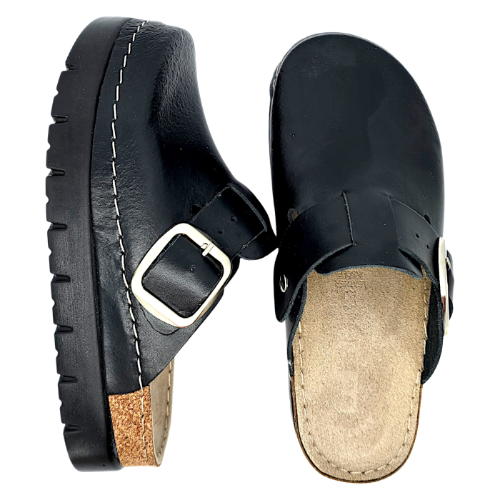 613 -es női Doss bőr papucs - fekete [5]