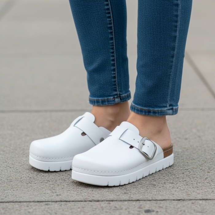 614 -es női Doss bőr papucs - fehér [5]