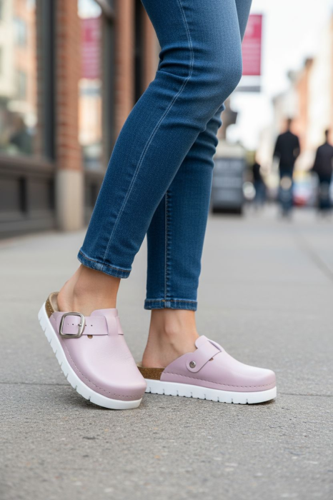 614 -es női Doss bőr papucs - rózsaszín [6]