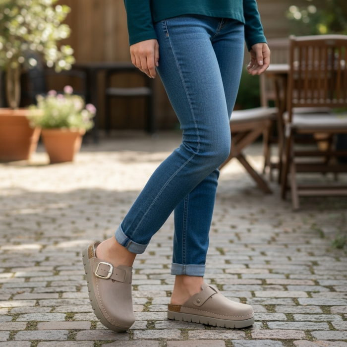 614 -es női Doss bőr papucs - világos barna [5]