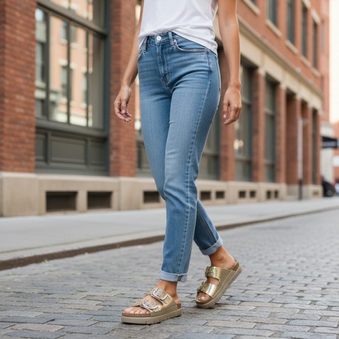 689 -es Doss női papucs - arany csillogós [6]