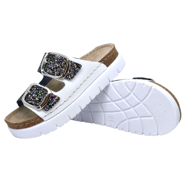 689 -es Doss női papucs - fehér csillogós [3]