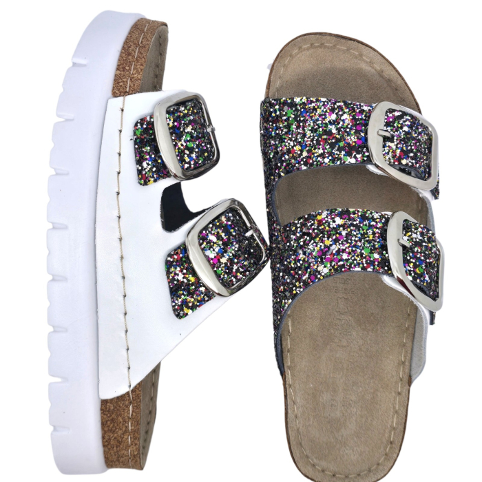 689 -es Doss női papucs - fehér csillogós [5]