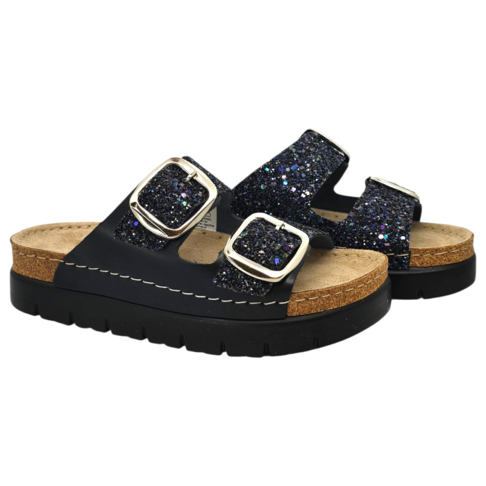 689 -es Doss női papucs - fekete csillogós [2]