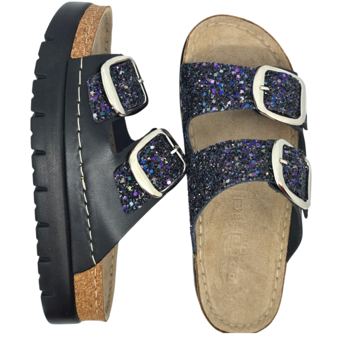 689 -es Doss női papucs - fekete csillogós [5]