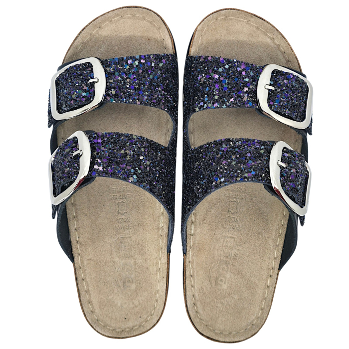 689 -es Doss női papucs - fekete csillogós [6]