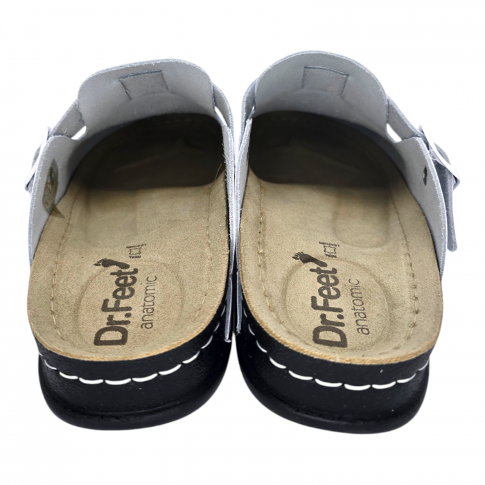 8001 -es férfi Dr Feet bőr papucs - fehér [3]
