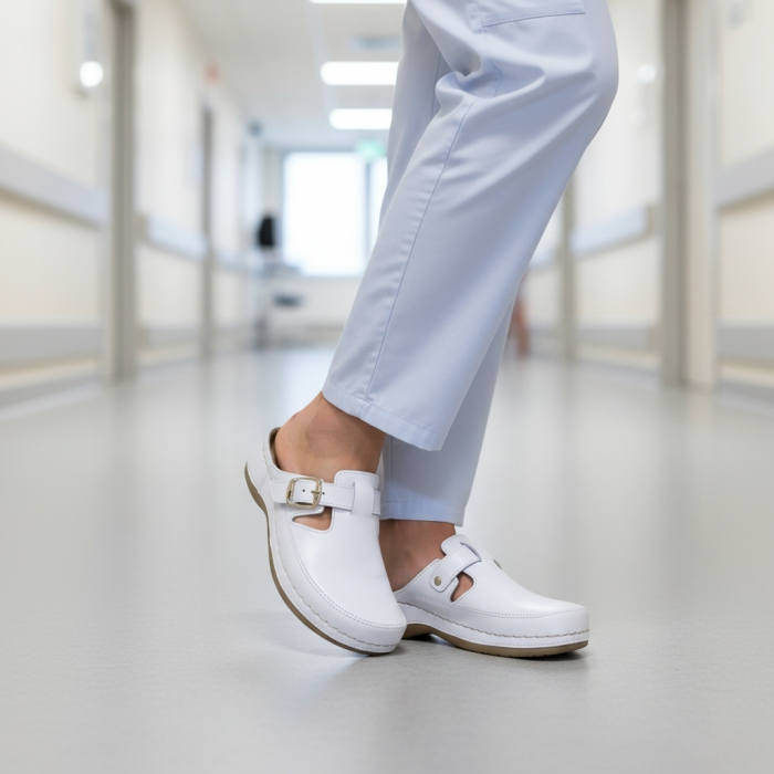 88 -as női Doss bőr papucs - fehér nem lyukacsos [5]