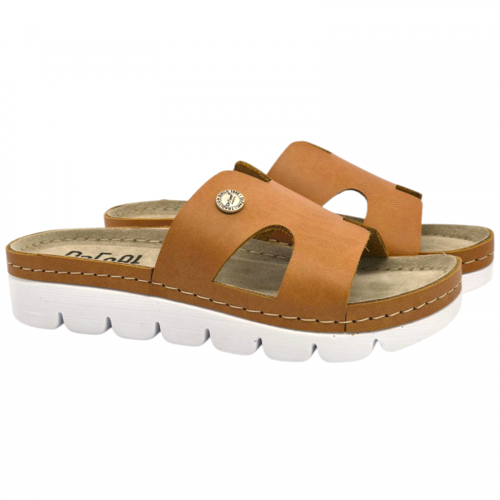 9000 -es női Dr Feet bőr papucs - barna [2]