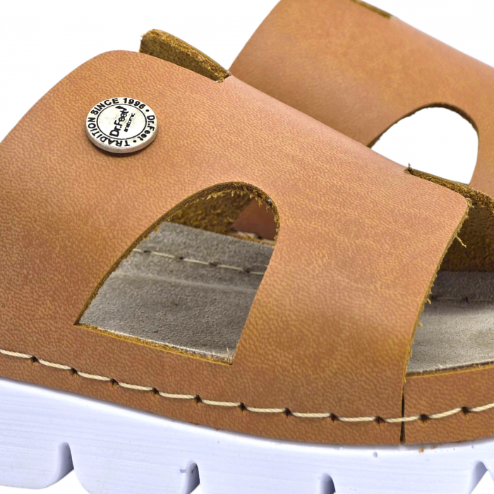 9000 -es női Dr Feet bőr papucs - barna [3]