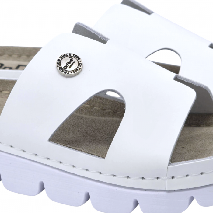 9000 -es női Dr Feet bőr papucs - fehér [3]