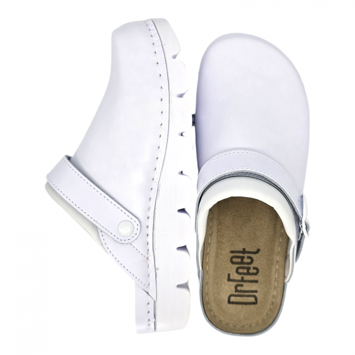 9010 -es női Dr Feet bőr papucs - fehér [4]