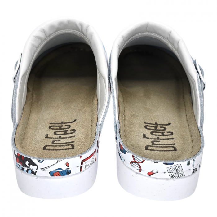 9010 -es női Dr Feet bőr papucs - fehér orvosi [3]