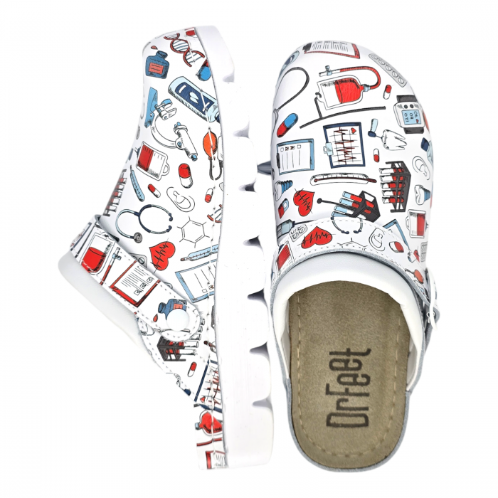 9010 -es női Dr Feet bőr papucs - fehér orvosi [4]