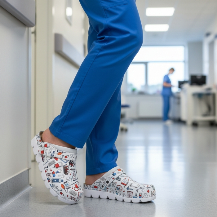 9010 -es női Dr Feet bőr papucs - fehér orvosi [6]