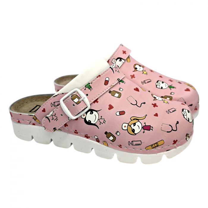 9010 -es női Dr Feet bőr papucs - medical pink [2]
