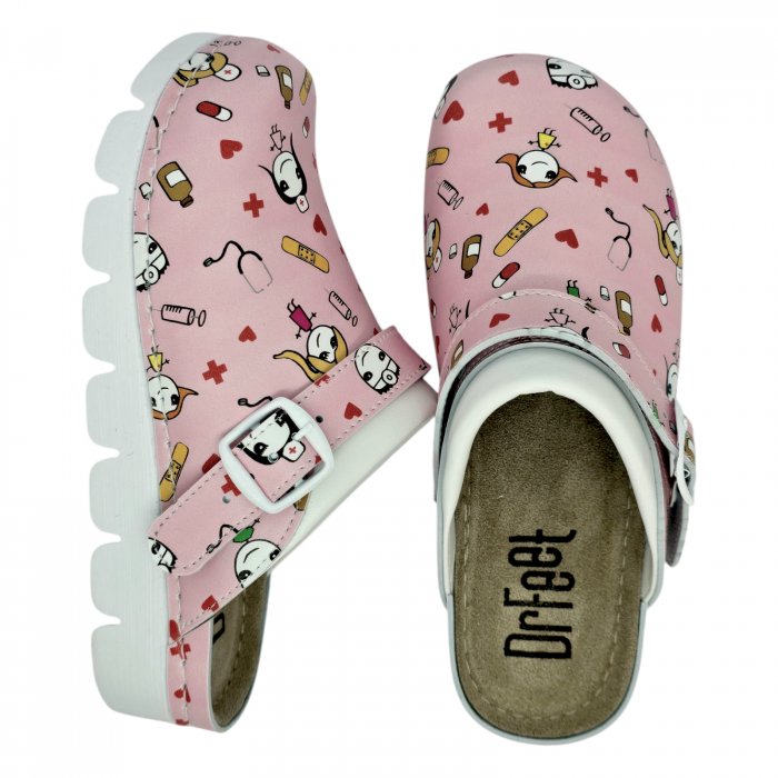 9010 -es női Dr Feet bőr papucs - medical pink [5]