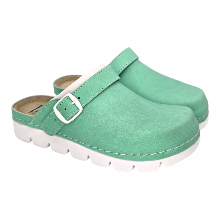 9010 -es női Dr Feet bőr papucs - zöld [2]