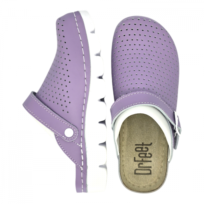 9014 -es női Dr Feet bőr papucs - lila [4]