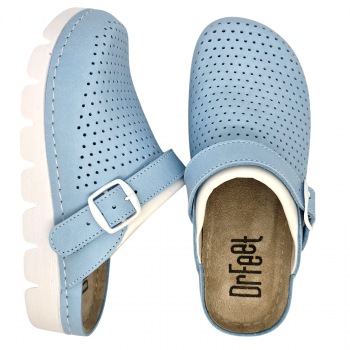 9014 -es női Dr Feet bőr papucs - világos kék [5]