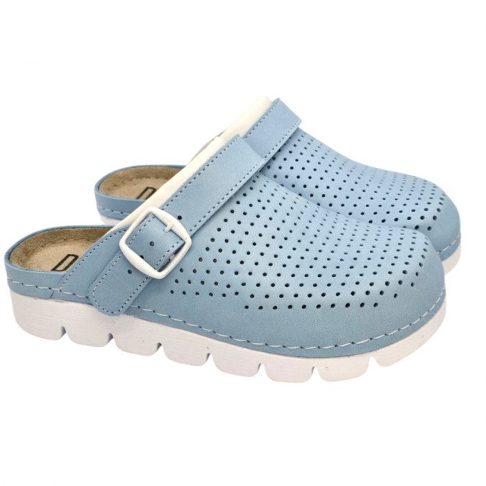 9014 -es női Dr Feet bőr papucs - világos kék [2]