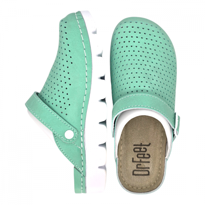 9014 -es női Dr Feet bőr papucs - zöld [2]