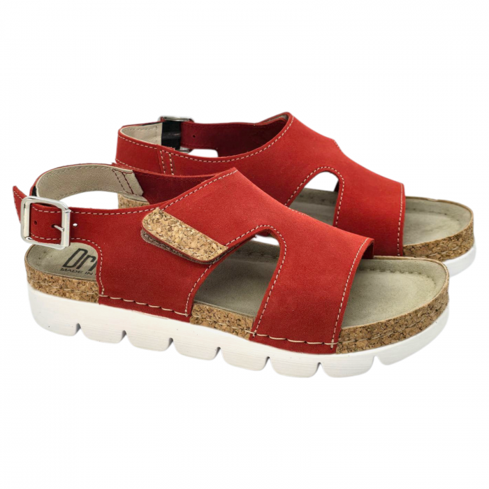 9016 -os női Dr Feet bőr szandál - piros [2]