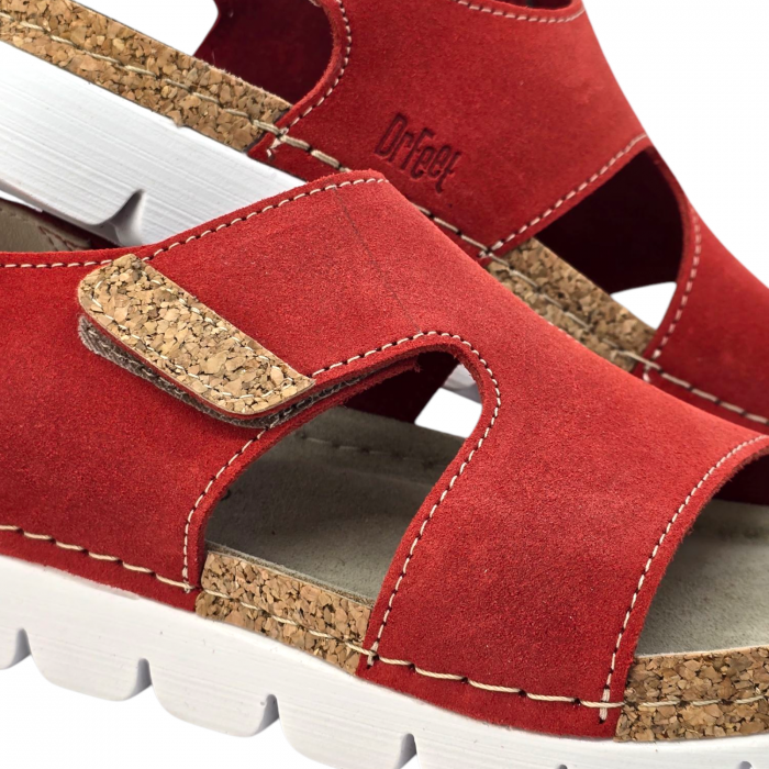 9016 -os női Dr Feet bőr szandál - piros [3]