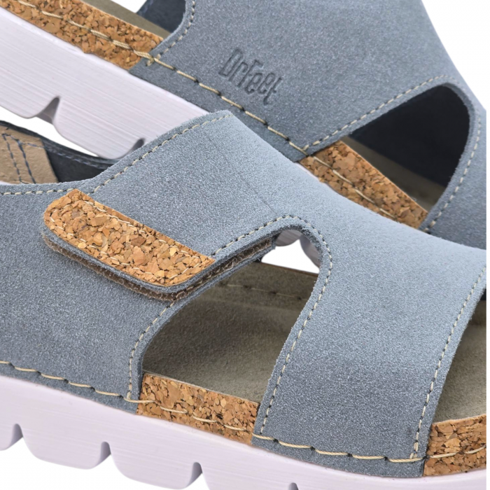 9016 -os női Dr Feet bőr szandál - világos kék [3]