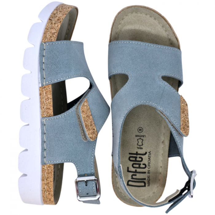 9016 -os női Dr Feet bőr szandál - világos kék [6]