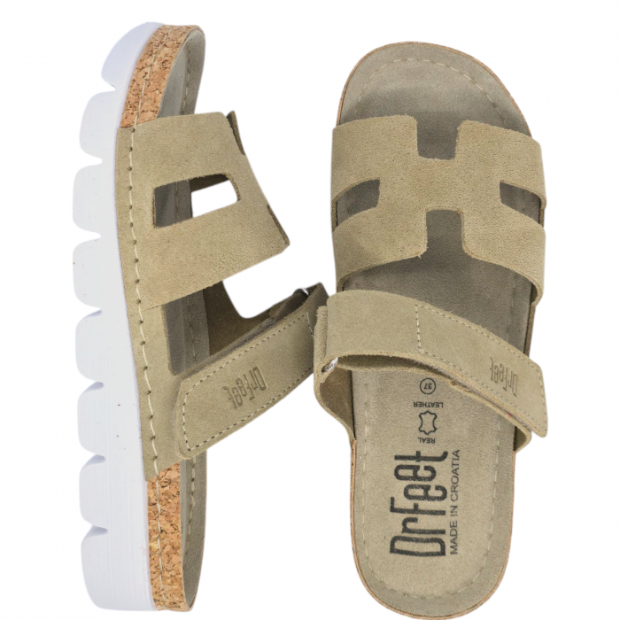 9018 -as női Dr Feet bőr papucs - cappuccino barna [4]