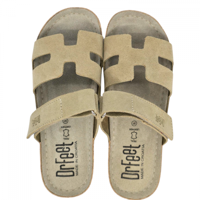 9018 -as női Dr Feet bőr papucs - cappuccino barna [5]