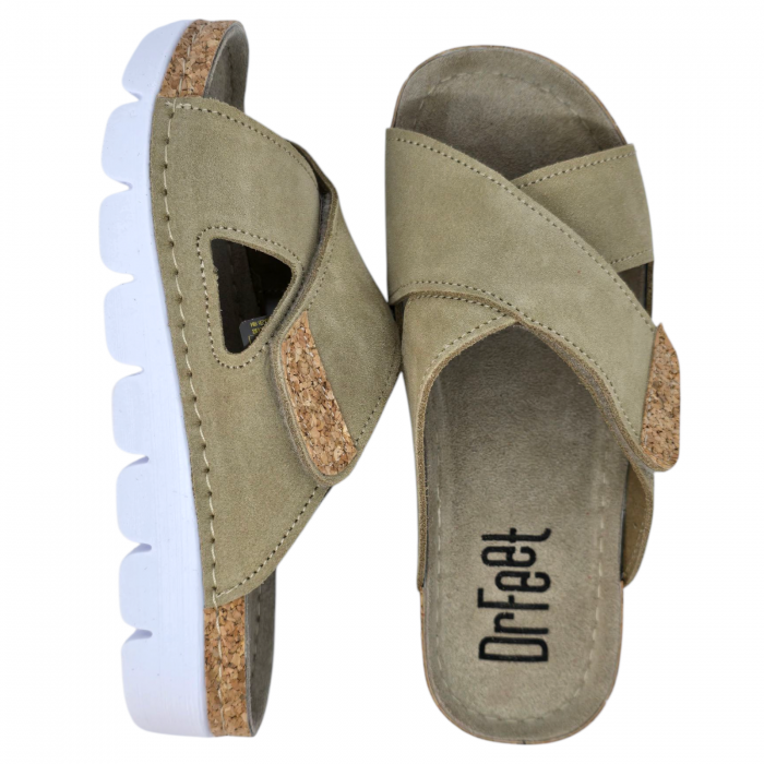 9019 -es női Dr Feet bőr papucs - cappuccino [6]
