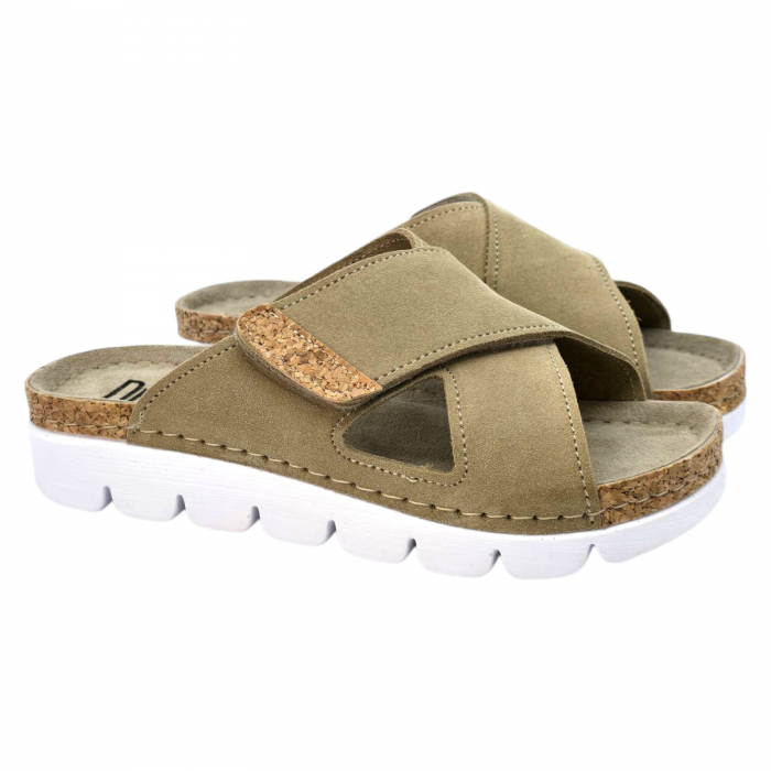 9019 -es női Dr Feet bőr papucs - cappuccino [2]