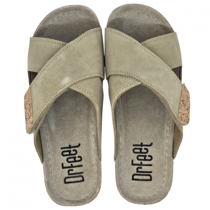 9019 -es női Dr Feet bőr papucs - cappuccino [5]