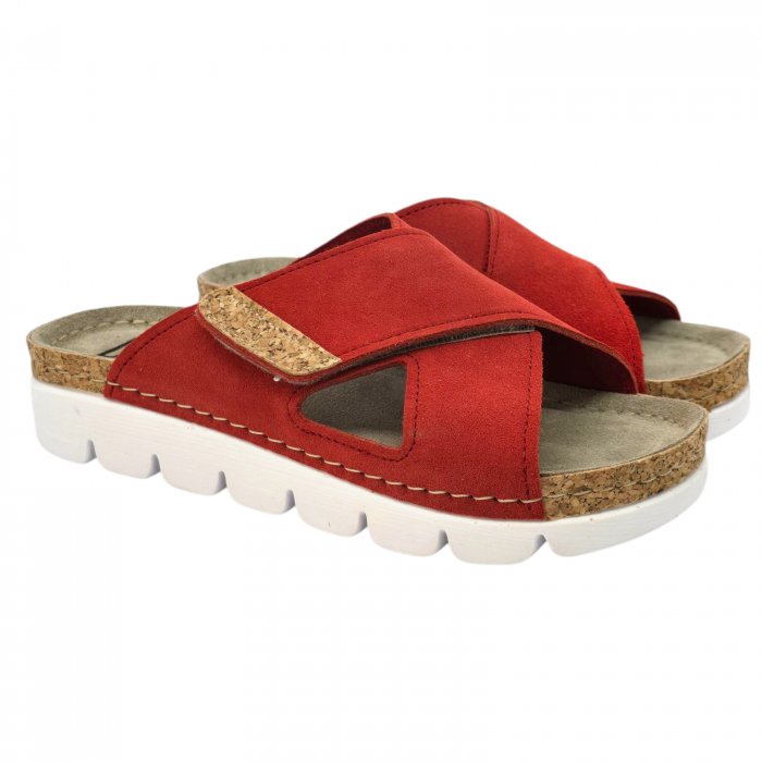 9019 -es női Dr Feet bőr papucs - piros [2]