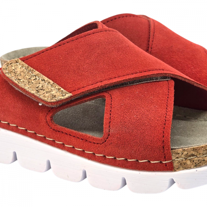 9019 -es női Dr Feet bőr papucs - piros [3]