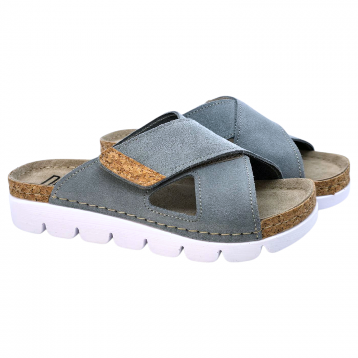 9019 -es női Dr Feet bőr papucs - világos kék [2]
