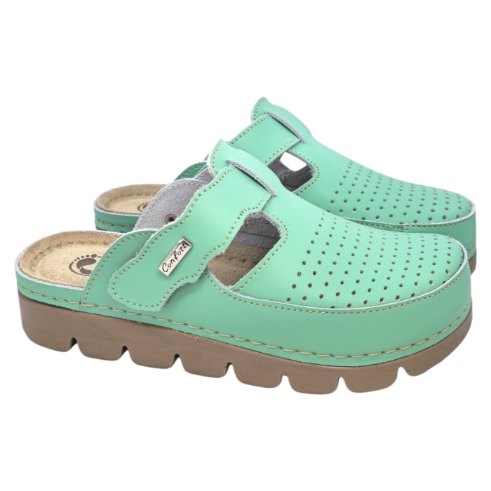 9020 -as női Dr Feet bőr papucs - zöld [2]