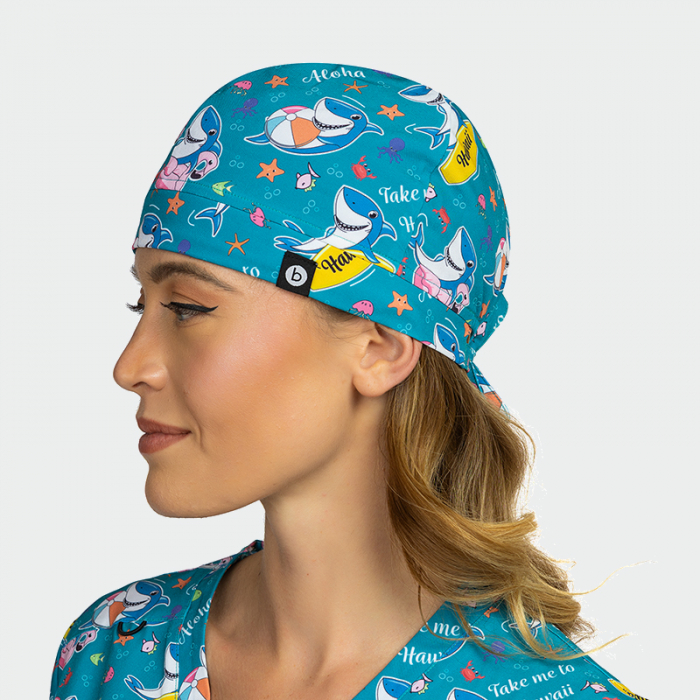 Kék műtös sapka Hawaii mintával [2]