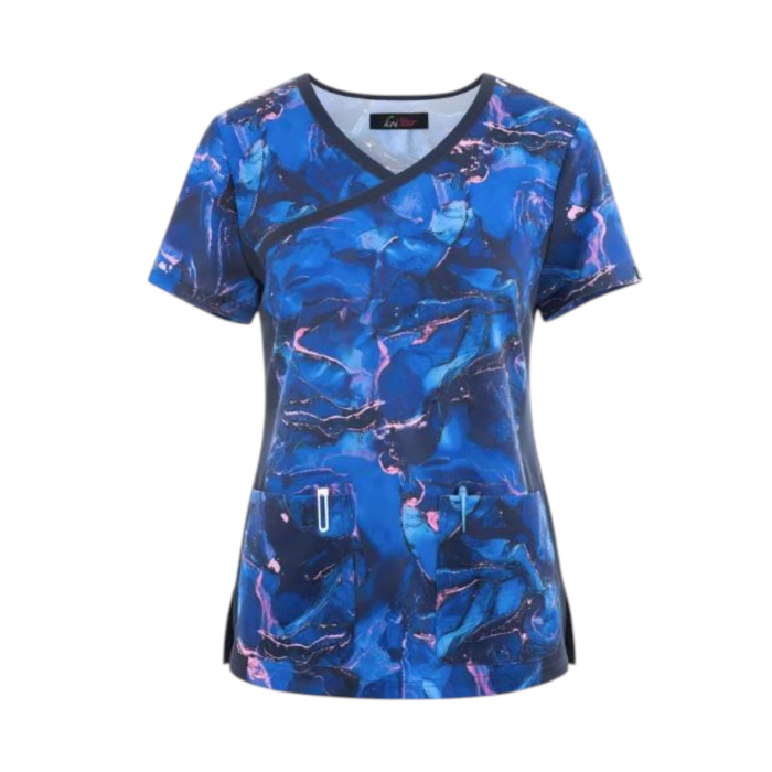 Kék márvany mintás női köpeny - Marbolous Pinks [3]