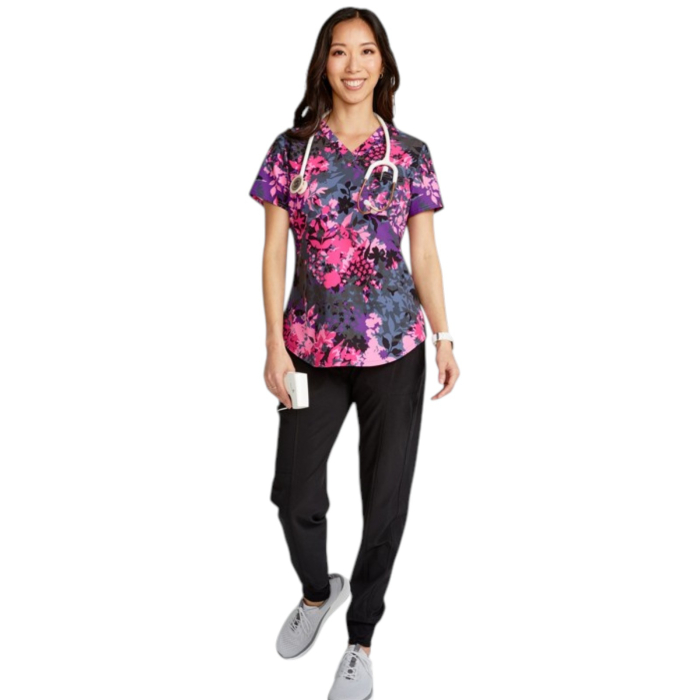 Rózsaszín lila virágos mintás női köpeny - Brilliant Botanicals [2]